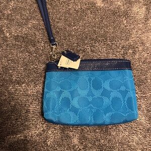 NWT Coach Blue Logo Wristlet